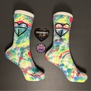DEI3REST  “Prism Ripple” Custom 1 of 1 handmade  Tie-Dye  Crew Socks